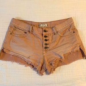 Free People Distressed Button Fly Jean Shorts